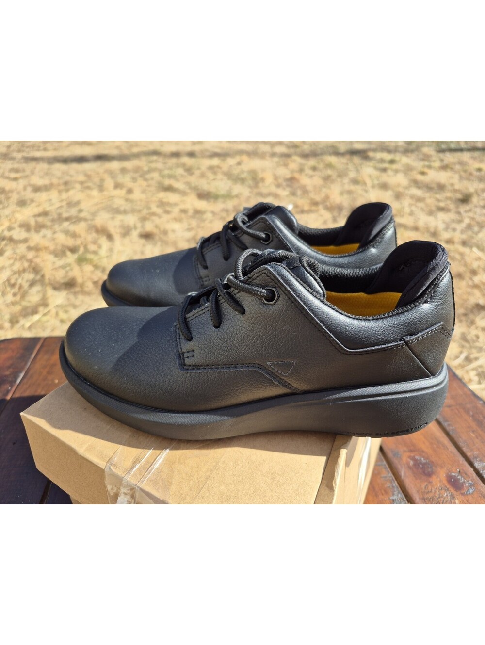 Cat Footwear Women's Prorush Sr+ Oxford Food Service Work Shoes Black Leather 5 - Picture 5 of 9